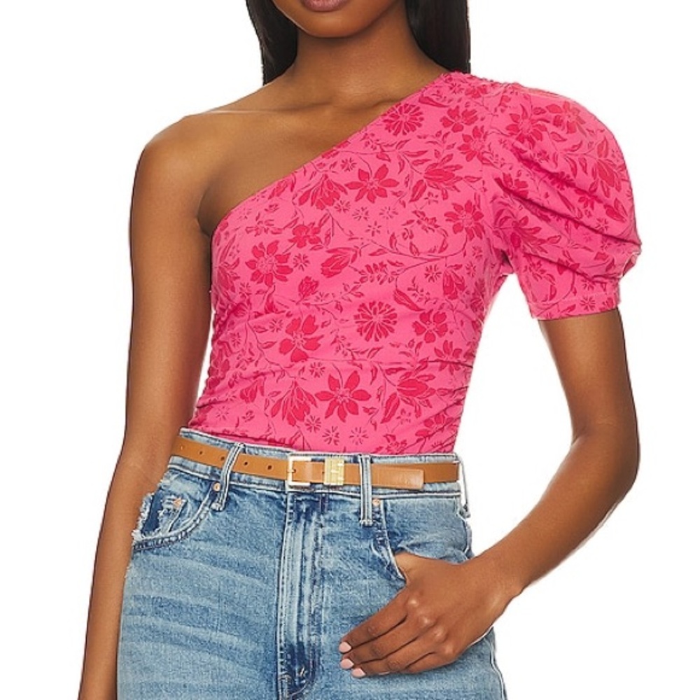 Free people Floral Pink One-Shoulder Top bodysuit